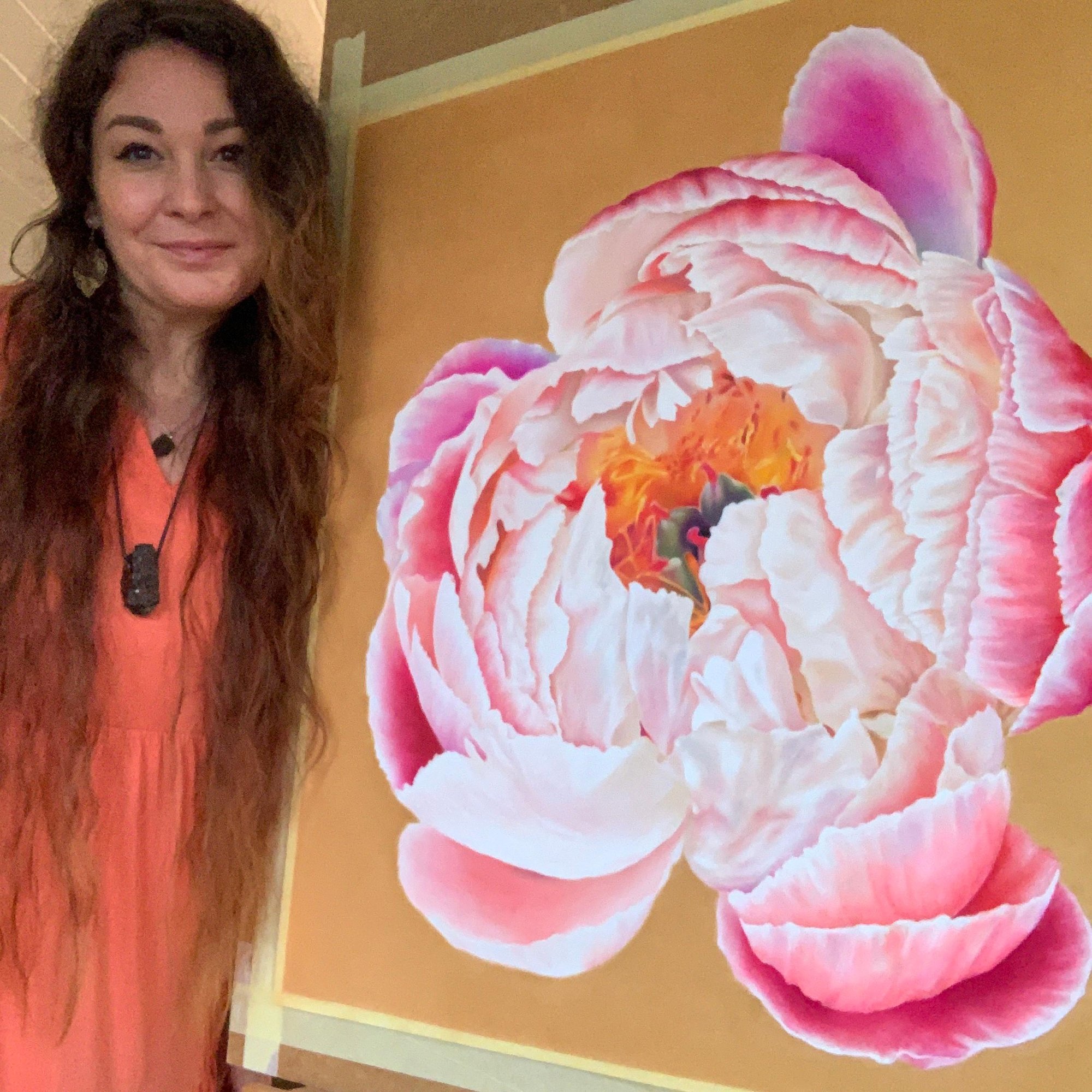 Nina with Pink Peony Painting